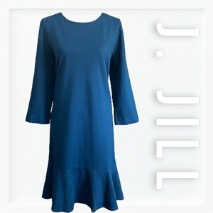 NWT J. Jill Blue Micro Polka Dot Midi Shift Dress sz L